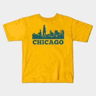 Chicago Skyline // Retro Vintage Faded Style Design Kids T-Shirt